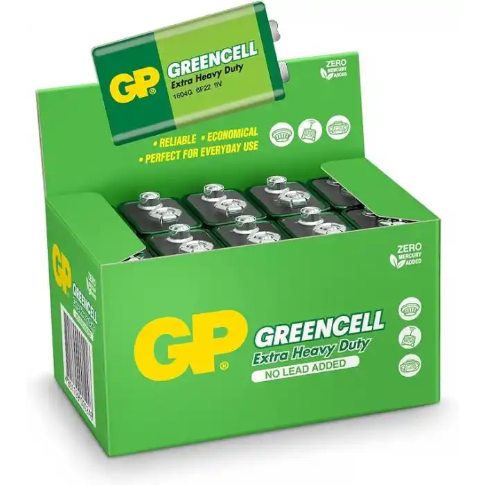 Gp Batteries Gp1604G Greencell 6F22/1222/9V Pil, 9 Volt, 10Lu Kutu