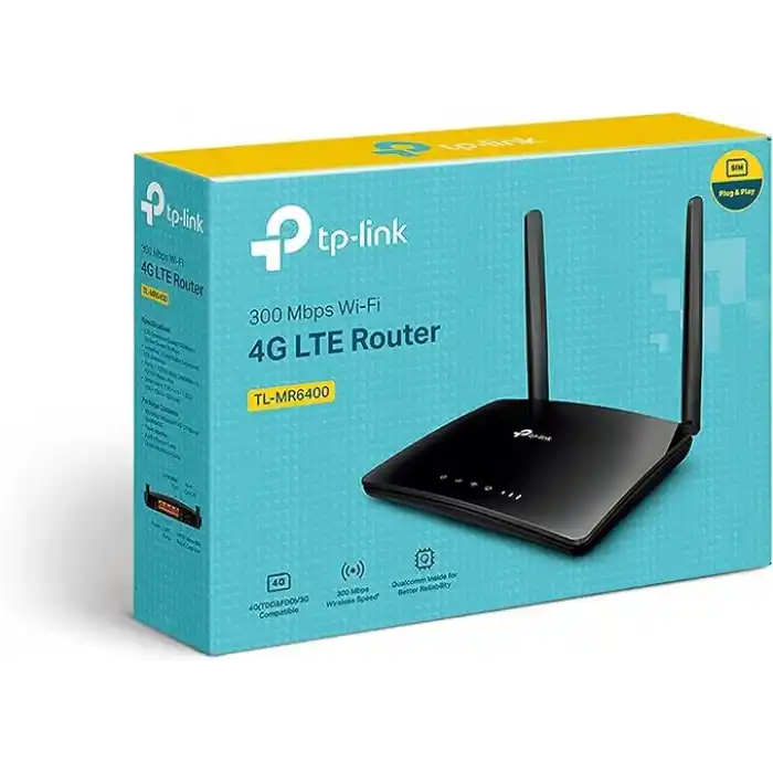 TP-Link TL-MR6400, N300 Mbps Kablosuz 4G LTE Router, 4G/3G SIM Yuvası, Yapılandırma Gerektirmez, Konuk Ağı ve Ebeveyn Kontrolü Desteği
