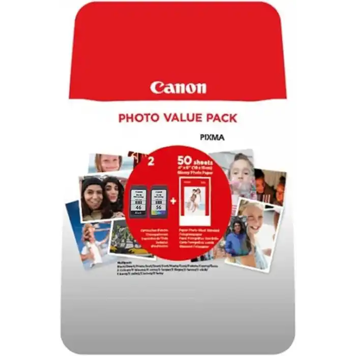 Canon PG-46/CL-56 Orijinal PHOTO VALUE PACK 9059B003, 300 Sayfa Baskı, Kırmızı