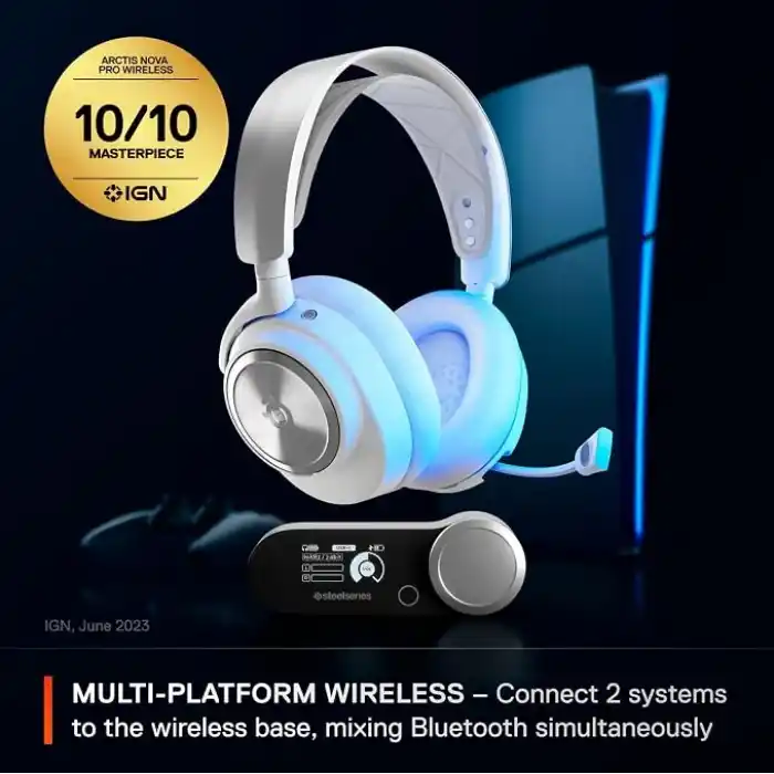 SteelSeries Arctis Nova Pro Wireless P Multi-Platform Gaming Kulaklık, Birinci Sınıf Hi-Fi Ses Sürücüleri, Aktif Gürültü Giderme, Clearcast Gen2 Mikrofon, PC, PS5, PS4, Switch, Mobil, Kablosuz