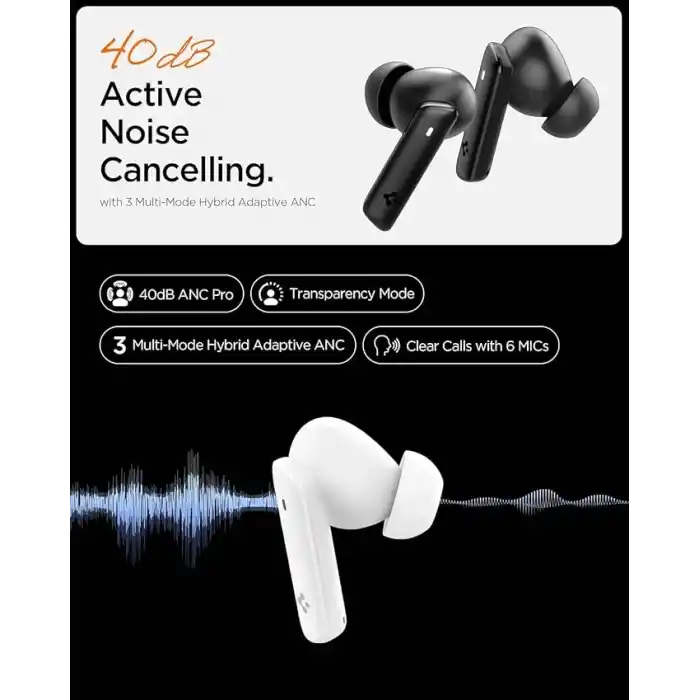 Spigen Audio TWS P20 Bluetooth Kablosuz Kulaklık - ANC Pro Aktif Gürültü Engelleme & 10mm Graphene Sürücü & 30 Saat & ENC 6 Mikrofon & Şeffaf & Gaming Mod iPX5 Black - ASD07888