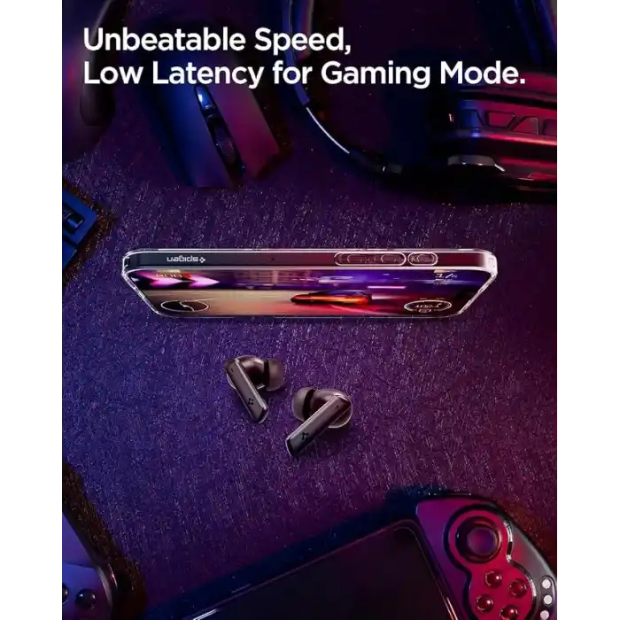 Spigen Audio TWS P20 Bluetooth Kablosuz Kulaklık - ANC Pro Aktif Gürültü Engelleme & 10mm Graphene Sürücü & 30 Saat & ENC 6 Mikrofon & Şeffaf & Gaming Mod iPX5 Black - ASD07888