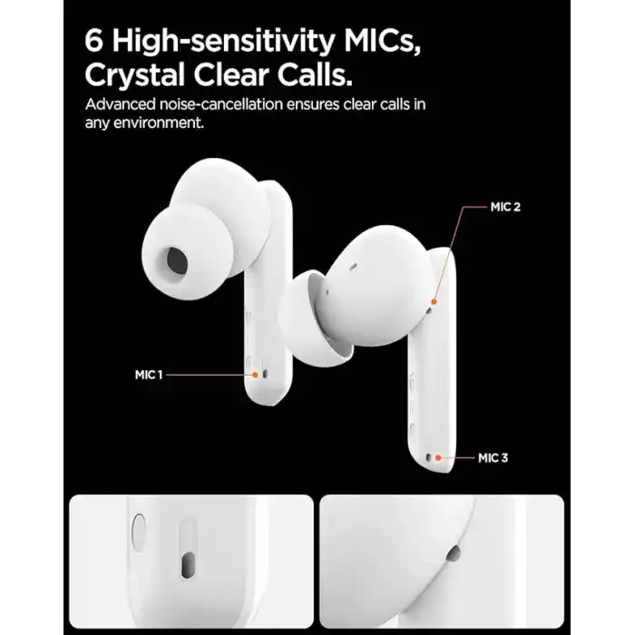 Spigen Audio TWS P20 Bluetooth Kablosuz Kulaklık - ANC Pro Aktif Gürültü Engelleme & 10mm Graphene Sürücü & 30 Saat & ENC 6 Mikrofon & Şeffaf & Gaming Mod iPX5 Black - ASD07888