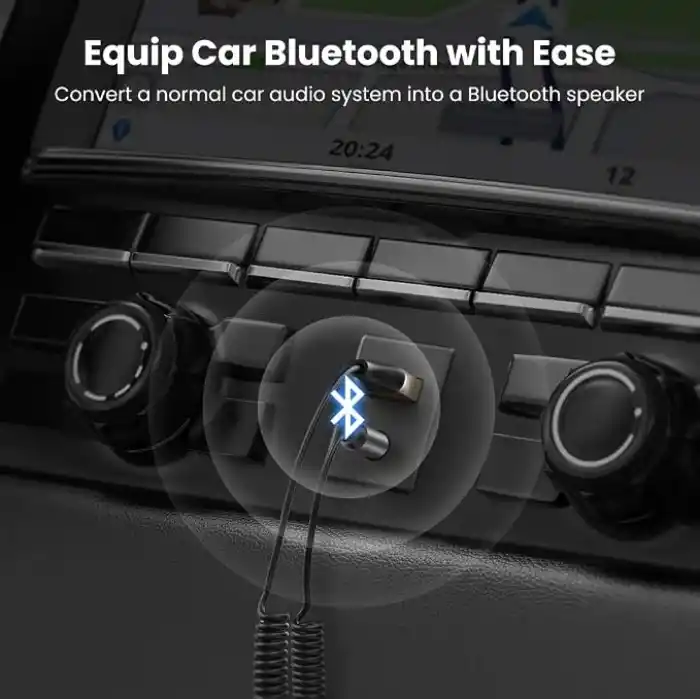 Ugreen Mikrofonlu 3.5 mm Aux Bluetooth 5.3 Alıcı Adaptör Araç Kiti