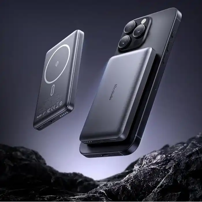 Mcdodo MC-4651 10.000mAh 20W Metal Ultra İnce Manyetik Kablosuz - Powerbank Siyah