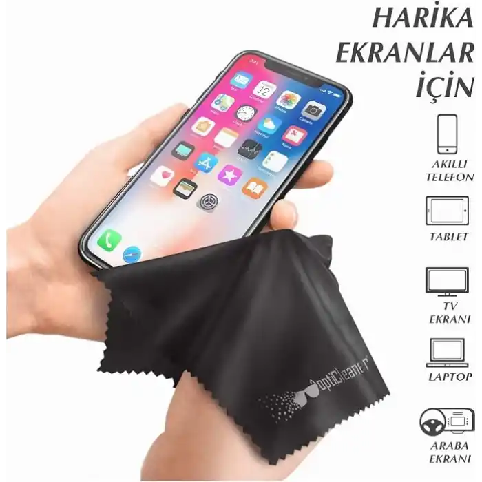 OptiCleaner 13’lü Mikrofiber Temizlik Bezi – Kamera Lens, Gözlük, Telefon, Tablet, Laptop ve TV Ekranları İçin, Çizmez ve İz Bırakmaz
