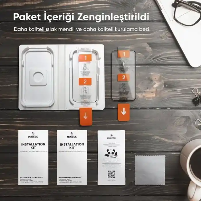 Minesk - Ultra GLASS - 2 ADET - 18 PRO için Kusursuz Hizalama ve Kolay Kurulum Gerçek 9H Temperli Cam Ekran Koruyucu Kırılmaz Cam (18 Pro)
