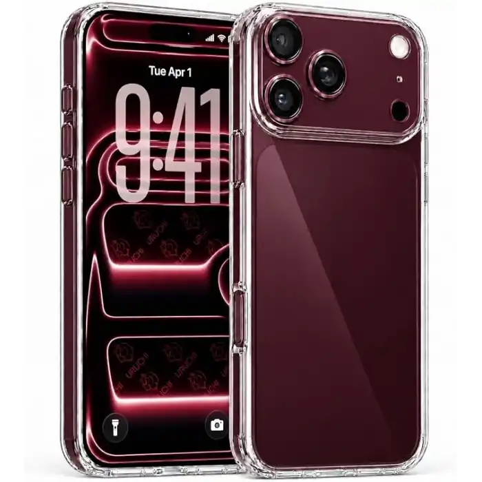 URUCHI Crystal Clear Şeffaf Kılıf, iPhone 18 Pro Max / 17 Pro Max ile Uyumlu, Darbelere Dayanıklı Sert PC Arka Yüzey, Kaymaz Tutuş, Kamera Korumalı, İnce ve Hafif Tasarım, Sararma Karşıtı (Şeffaf)
