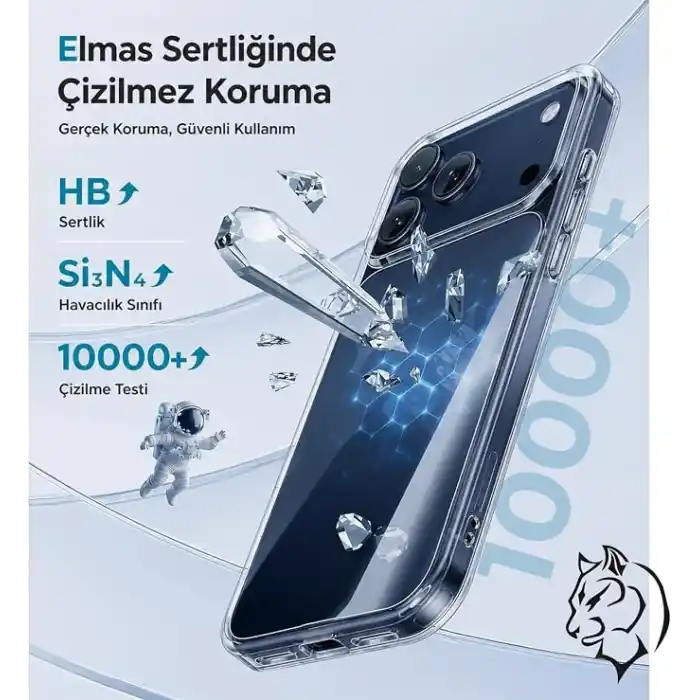URUCHI Crystal Clear Şeffaf Kılıf, iPhone 18 Pro Max / 17 Pro Max ile Uyumlu, Darbelere Dayanıklı Sert PC Arka Yüzey, Kaymaz Tutuş, Kamera Korumalı, İnce ve Hafif Tasarım, Sararma Karşıtı (Şeffaf)