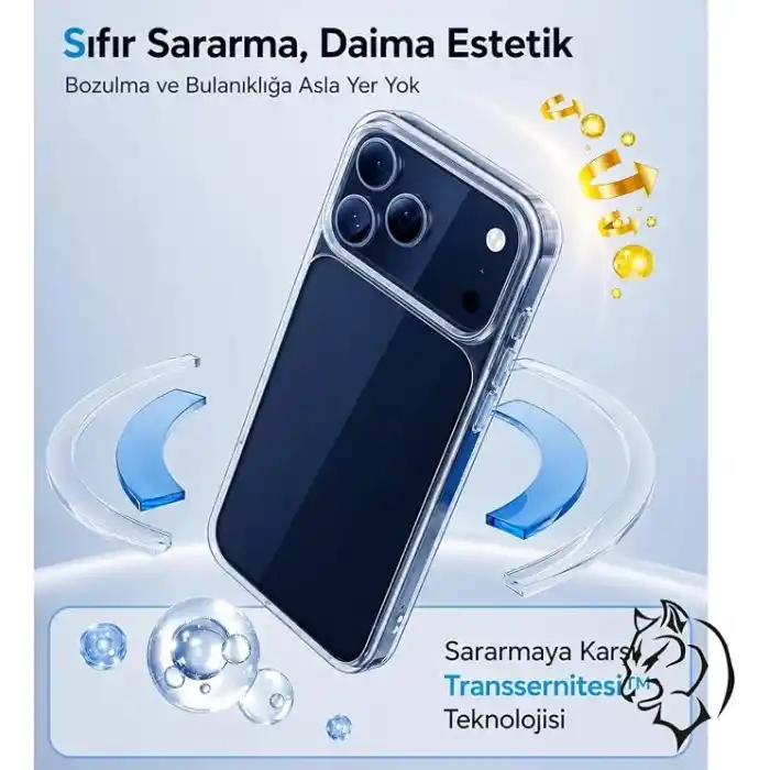 URUCHI Crystal Clear Şeffaf Kılıf, iPhone 18 Pro Max / 17 Pro Max ile Uyumlu, Darbelere Dayanıklı Sert PC Arka Yüzey, Kaymaz Tutuş, Kamera Korumalı, İnce ve Hafif Tasarım, Sararma Karşıtı (Şeffaf)