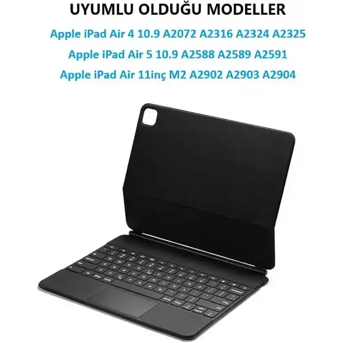 UnDePlus iPad Air 11inç M4/M3/M2 Air 4/5.Nesil 10.9 Klavyeli ile uyumlu Kılıf Magic Keyboard Touchpad Aydınlatmalı Klavye 2026-2024