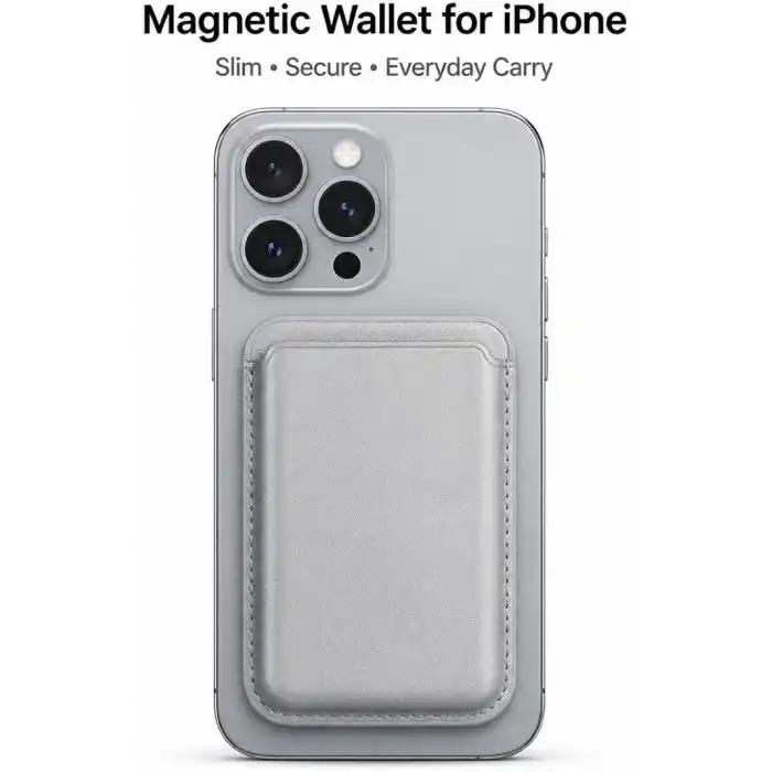 MagSafe Uyumlu Deri Kartlık Cüzdan - iPhone 17/16/15/14/13/12/11 Serisi Pro, Pro Max ve Plus için Güçlü Manyetik Telefon Arkası Kart Tutucu (Siyah)