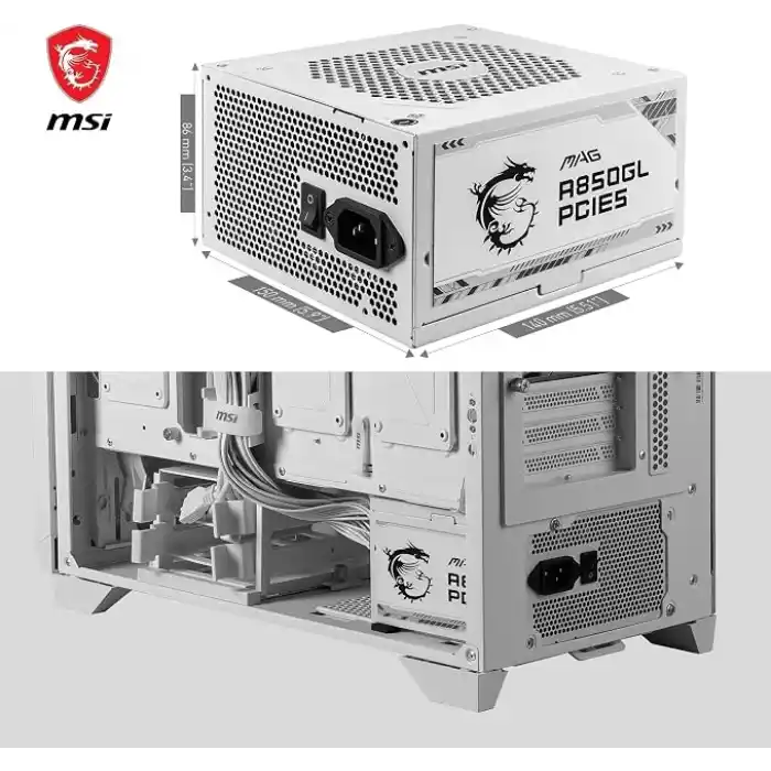 MSI MAG A850GL White 850W 80 Plus Gold 120mm Power Supply