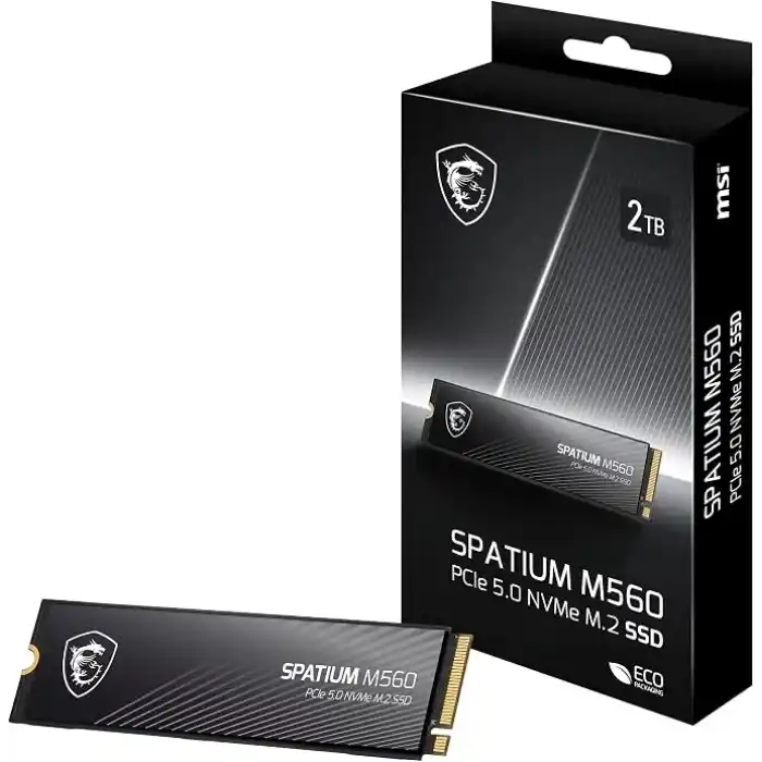 MSI SPATIUM M560 SSD 2 TB - PCIe 5.0 NVMe M.2 dahili katı hal sürücü, 10.300 MB/s okuma, 8.700 MB/s yazı, 3D NAND, entegre veri güvenliği, merkez, 5 yıl garanti (1200 TBW)