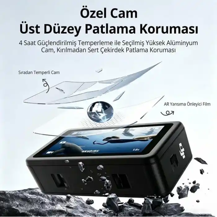 Coverzone DJI Osmo Action 6 ile Uyumlu Temperli Cam Koruyucu