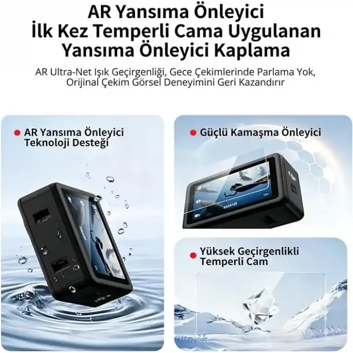 Coverzone DJI Osmo Action 6 ile Uyumlu Temperli Cam Koruyucu