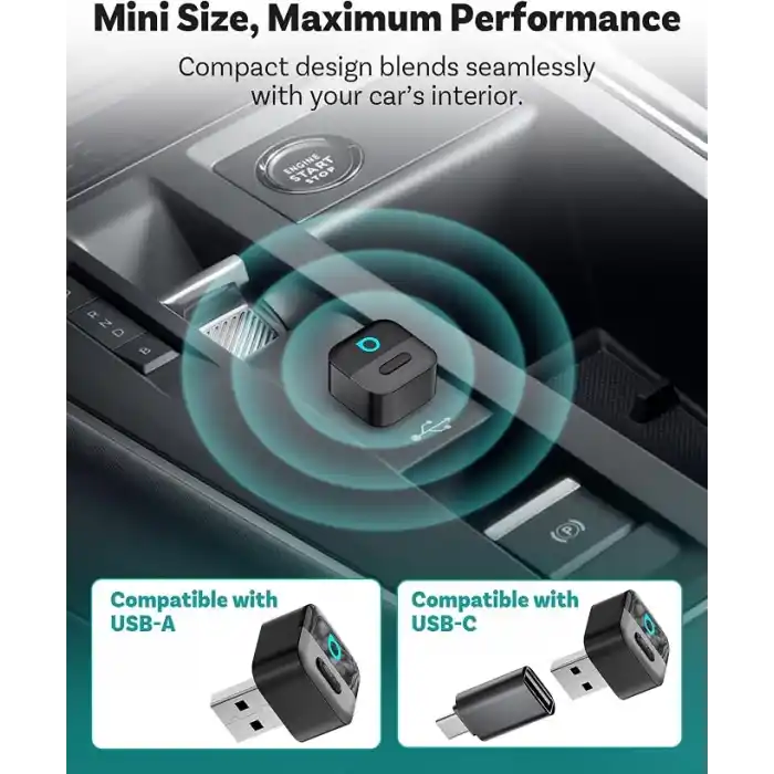 OTTOCAST Mini Pico, 2026 Yeniliği 2in1 Kablosuz CarPlay ve Android Auto Adaptörü Tek Dokunuşla Cihaz Değişimi, Tak ve Kullan, WiFi 6 ve Bluetooth 5.4, iPhone ve Android için Otomatik Bağlanır