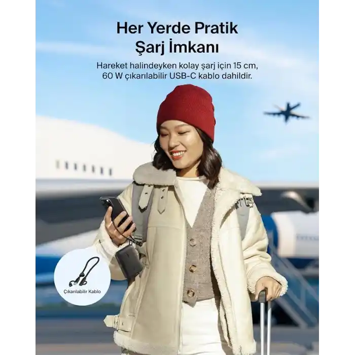 Belkin Taşınabilir Şarj Cihazı, 10.000 mAh USB-C İnce Güç Kaynağı, 2 USB-C Port, Dijital Pil Göstergesi, 20 W Hızlı Şarj, iPhone 17, 16 Serisi, Samsung Galaxy S25, S24, Pixel 9, iPad ve Fazlası, Siyah