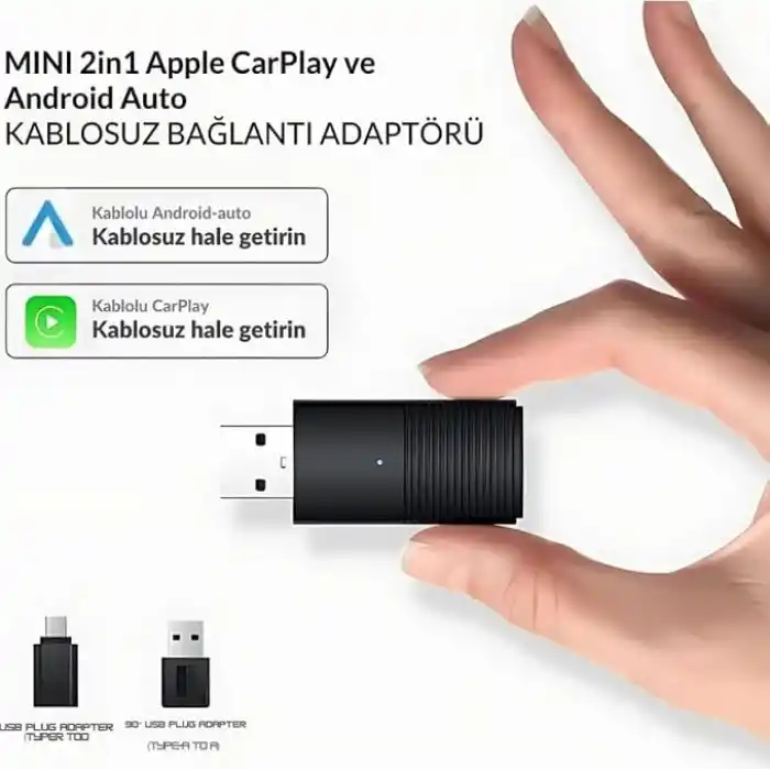 Dark Mini Pro Duo 2in1 Araç Kiti Wireless/Kablosuz Carplay ve Android Auto Adaptörü