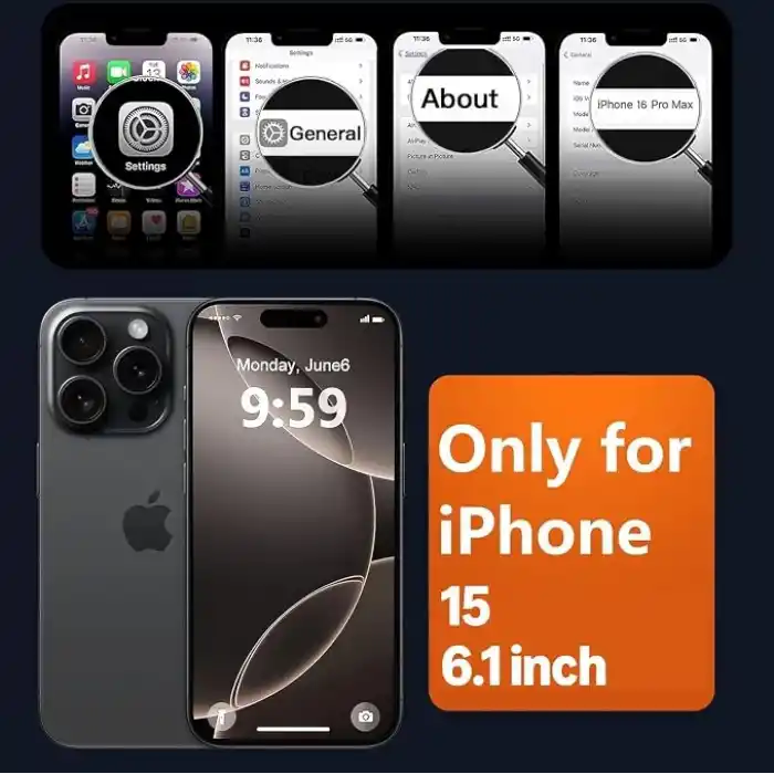 URUCHI Güçlü Manyetik Telefon Kılıfı, [Mag-Safe ile Uyumlu] [Askeri Düzey Düşme Koruması] [Güçlü Silikon Kenarlar] İnce Yarı Saydam Mat Koruyucu Kılıf (Siyah, iPhone 15 6,1 inç)