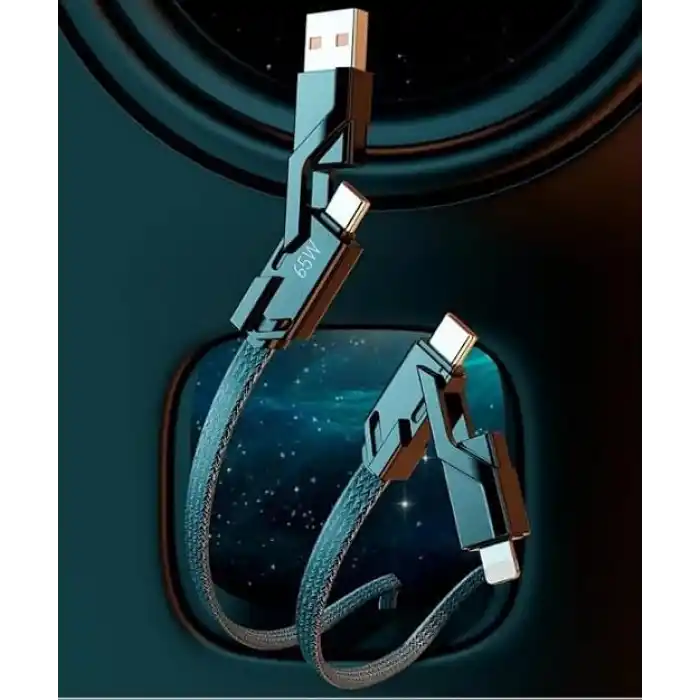 PDAteknoloji 2 in 2 65w USB Type-C ve Lighting ile Uyumlu Örgülü Şarj Ve Data Kablosu - 1.5m Siyah AZ-B10th (CAR PLAY DESTEKLER)