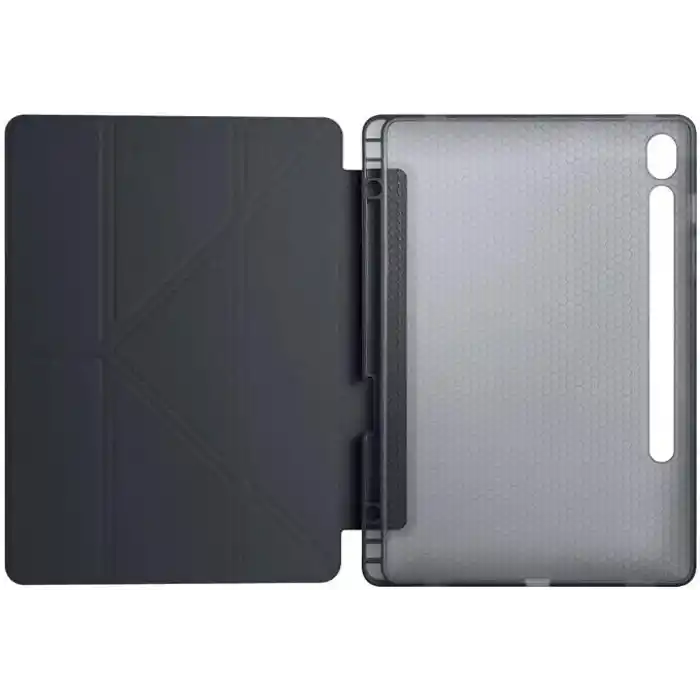 Aksesuarcim Samsung Galaxy Tab S10 Lite SM-X400 ile Uyumlu Kılıf Silikon Yumuşak Kalem Bölmeli Esnek 4 Farklı Stand Olabilen Tablet Kılıfı Siyah
