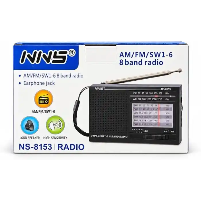 NS-8153 Taşınabilir Pilli Cep Radyosu Deprem Çantası Radyosu Am Fm SW-1-6 8 Bandlı Mini Radyo