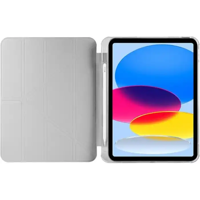iPad 11.Nesil A16 11inç/10.Nesil 10.9 inç İle Uyumlu Kalemlikli, Uyku Modlu, Mıknatıslı, Üçgen Standlı, Darbeye Dayanıklı Kaplama Akıllı Kılıf (Gri, iPad 11.Nesil A16 11inç/10.Nesil 10.9)