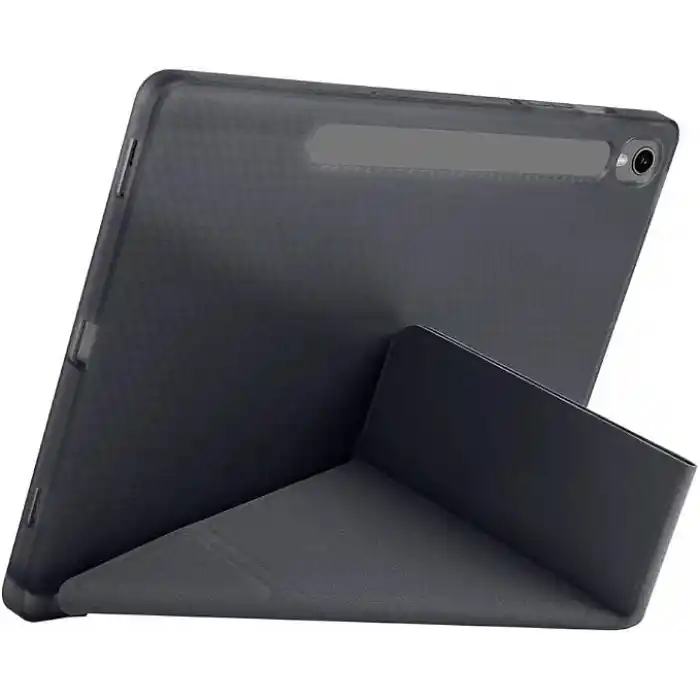 Aksesuarcim Samsung Galaxy Tab S10 Lite SM-X400 ile Uyumlu Kılıf Silikon Yumuşak Kalem Bölmeli Esnek 4 Farklı Stand Olabilen Tablet Kılıfı Siyah