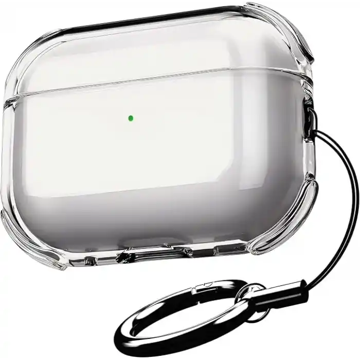 Minesk Airpods PRO 3 için Ultra Şeffaf Silikon Kılıf Darbe Emici Köşeler ile Mükemmel Koruma ve Yüksek Kaliteli Taşıma Karabinalı Airpods Pro 3. Nesil Kılıfı (Gri Şeffaf, Airpods PRO 3)