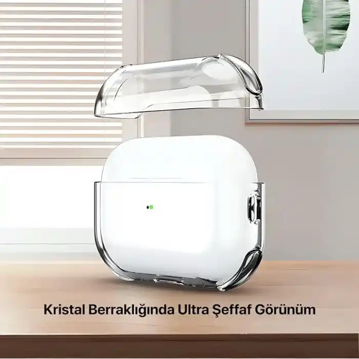 Minesk Airpods PRO 3 için Ultra Şeffaf Silikon Kılıf Darbe Emici Köşeler ile Mükemmel Koruma ve Yüksek Kaliteli Taşıma Karabinalı Airpods Pro 3. Nesil Kılıfı (Gri Şeffaf, Airpods PRO 3)