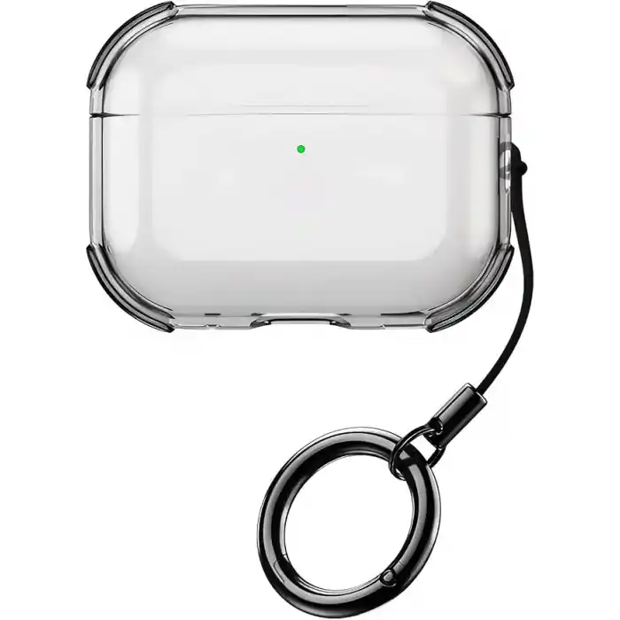Minesk Airpods PRO 3 için Ultra Şeffaf Silikon Kılıf Darbe Emici Köşeler ile Mükemmel Koruma ve Yüksek Kaliteli Taşıma Karabinalı Airpods Pro 3. Nesil Kılıfı (Gri Şeffaf, Airpods PRO 3)