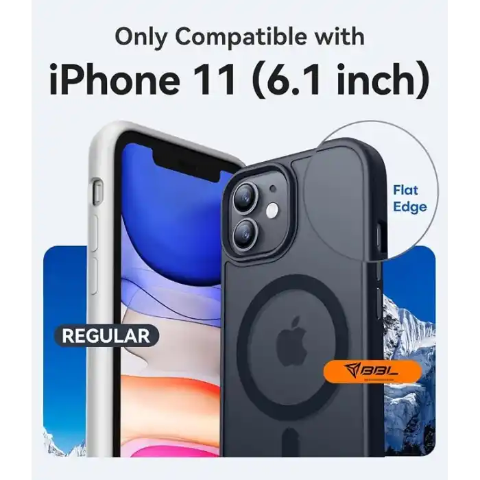 Babilden iPhone 11 İçin Kılıf Kamera Korumalı Magsafe İle Uyumlu Kablosuz Şarj Özellikli Mat Şeffaf Renkli Telefon Kılıfı (Siyah)