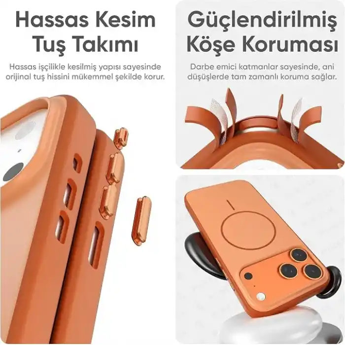 Minesk iPhone 17 Pro Max/18 Pro Max için Magsafe ile Uyumlu Kılıf Metal Tuşlu Çizilmelere ve Soyulmalara Karşı Dayanıklı Materyal, Dokulu Kenarlı Koruyucu (Siyah, 17 Pro Max/18 Pro Max)