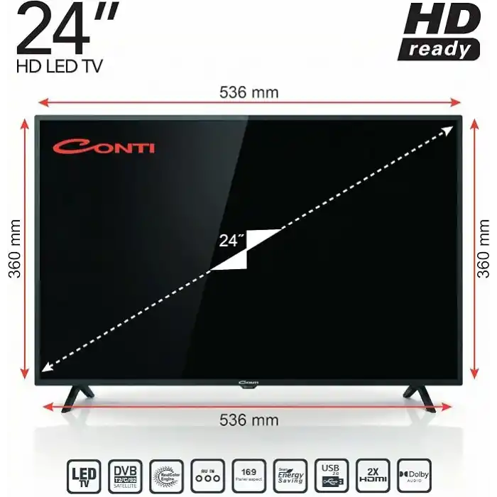 Conti CT24LE300H 24 İnç (61 Ekran) HD Ready LED TV, Dahili Uydu Alıcılı USB Medya Oynatma 2x HDMI 2x USB Otel Modu