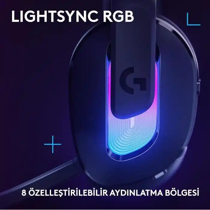 Logitech G G522 LIGHTSPEED Kablosuz Oyuncu Kulaklığı, LIGHTSYNC RGB Aydınlatmalı, Senkronize PRO-G Ses, Hafif ve Konforlu Tasarım, Siyah
