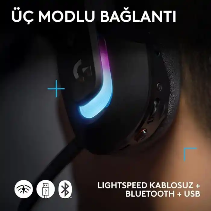 Logitech G G522 LIGHTSPEED Kablosuz Oyuncu Kulaklığı, LIGHTSYNC RGB Aydınlatmalı, Senkronize PRO-G Ses, Hafif ve Konforlu Tasarım, Siyah
