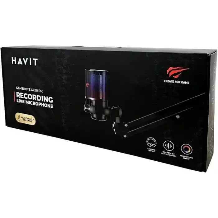 Havit Gamenote GK50 PRO RGB Gaming Profesyonel Oyuncu Yayıncı Mikrofonu ve Masa Standı