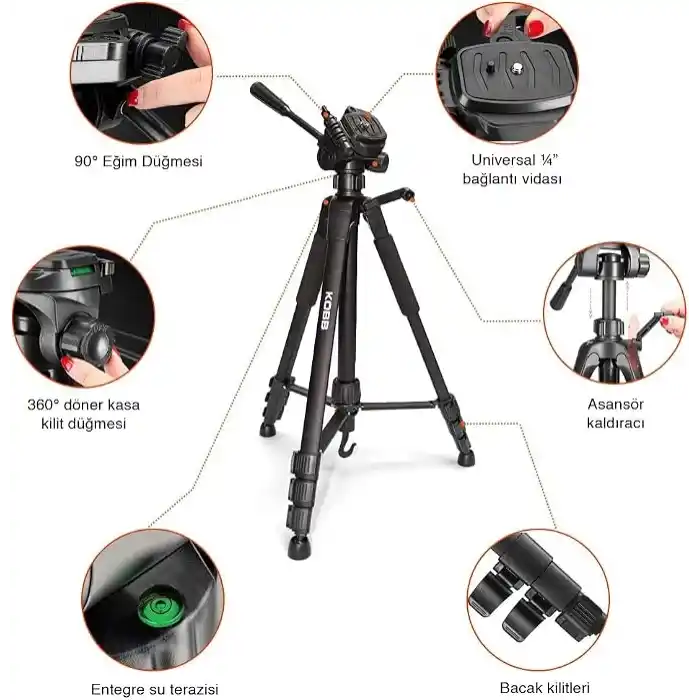 KOBB KBL20T 160CM Su Terazili Profesyonel Alüminyum Lazer Tripod