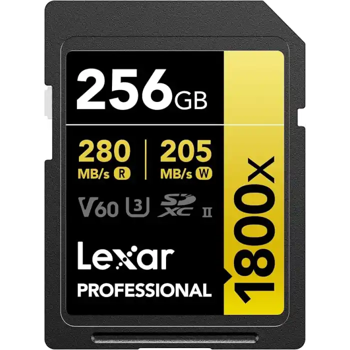 LEXAR PROF 256GB 1800X SDXC UHS-II 270MB/s read 180MB/s write C10 V60 U3