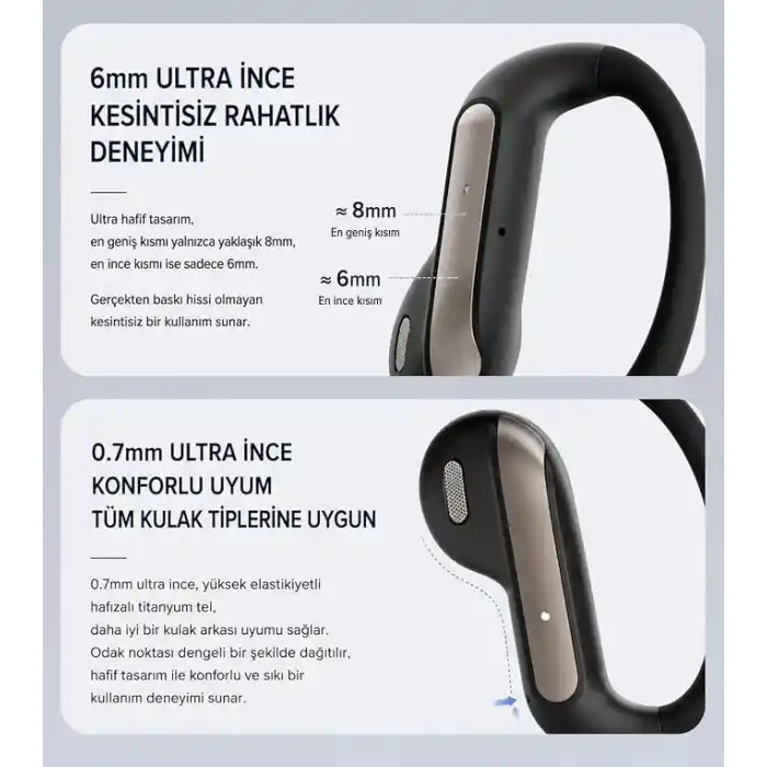 AI Çeviri Kulaklığı, 164 Dil Anlık Çeviri, Bluetooth 5.4 Açık Kulak Kablosuz Kulaklık, ENC Gürültü Azaltma, 20 Saat+ Pil Ömrü, Android ve iPhone Uyumlu (siyah)