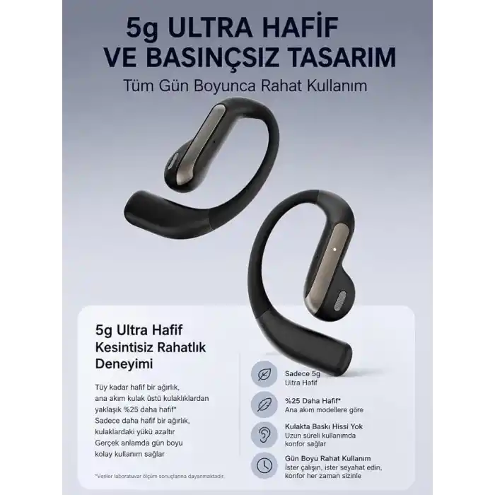 AI Çeviri Kulaklığı, 164 Dil Anlık Çeviri, Bluetooth 5.4 Açık Kulak Kablosuz Kulaklık, ENC Gürültü Azaltma, 20 Saat+ Pil Ömrü, Android ve iPhone Uyumlu (siyah)