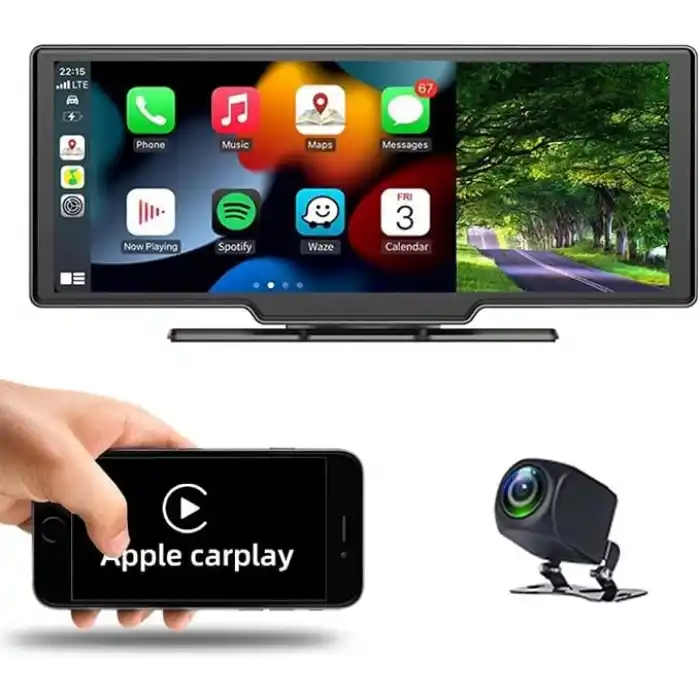 10 Süper HD IPS Dokunmatik Ekran Akıllı Ekran Araba Stereo Ön Kaydedici Dahili 12V-24V Kamyon Van Kablosuz Carplay Android Otomatik Bluetooth 5.0 Handsfree AHD Kamera