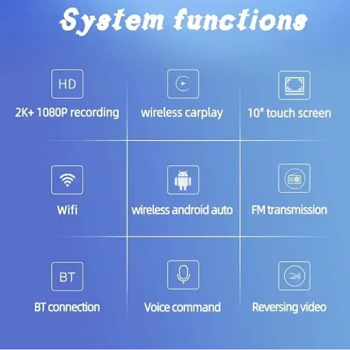 10 Süper HD IPS Dokunmatik Ekran Akıllı Ekran Araba Stereo Ön Kaydedici Dahili 12V-24V Kamyon Van Kablosuz Carplay Android Otomatik Bluetooth 5.0 Handsfree AHD Kamera