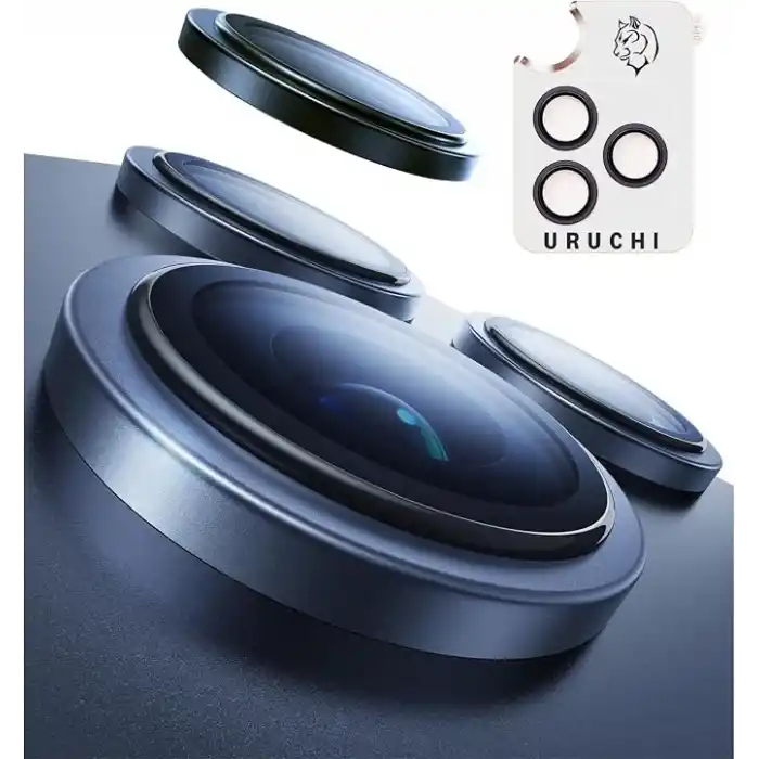 URUCHI Premium Safir Kamera Lens Koruyucu iPhone 17 Pro / 17 Pro Max, Havacılık Sınıfı Alüminyum Çerçeve, Ultra HD Netlik, Çizilmeye Karşı Üstün Koruma (Deep Blue, iPhone 17 Pro / 17 Pro Max)