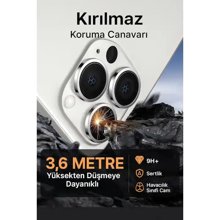 URUCHI Premium Safir Kamera Lens Koruyucu iPhone 17 Pro / 17 Pro Max, Havacılık Sınıfı Alüminyum Çerçeve, Ultra HD Netlik, Çizilmeye Karşı Üstün Koruma (Deep Blue, iPhone 17 Pro / 17 Pro Max)