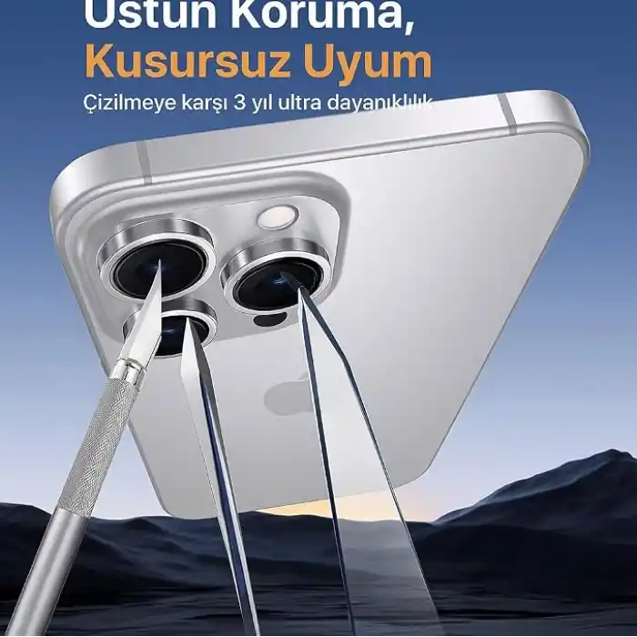URUCHI Premium Safir Kamera Lens Koruyucu iPhone 17 Pro / 17 Pro Max, Havacılık Sınıfı Alüminyum Çerçeve, Ultra HD Netlik, Çizilmeye Karşı Üstün Koruma (Deep Blue, iPhone 17 Pro / 17 Pro Max)