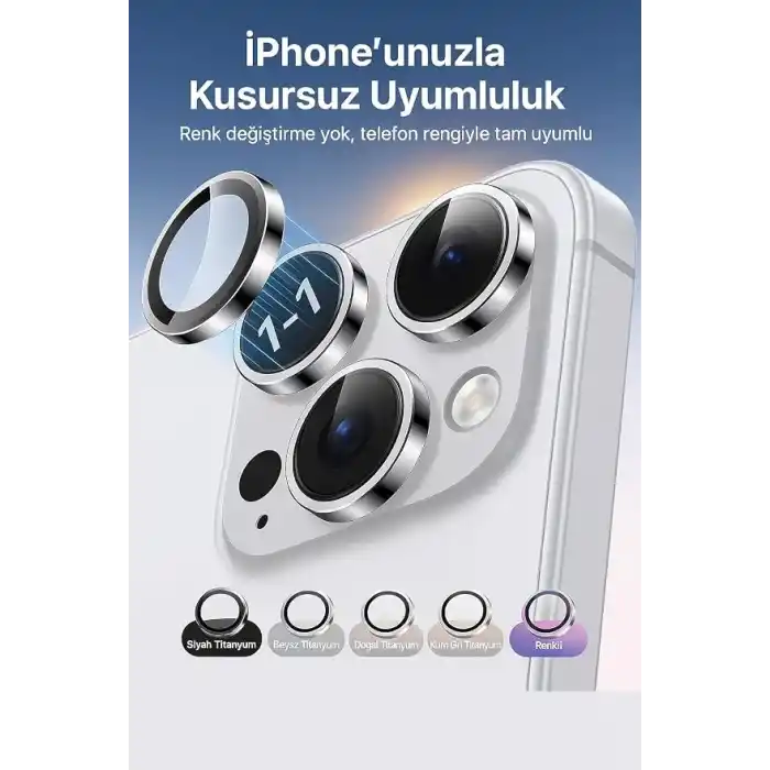 URUCHI Premium Safir Kamera Lens Koruyucu iPhone 17 Pro / 17 Pro Max, Havacılık Sınıfı Alüminyum Çerçeve, Ultra HD Netlik, Çizilmeye Karşı Üstün Koruma (Deep Blue, iPhone 17 Pro / 17 Pro Max)