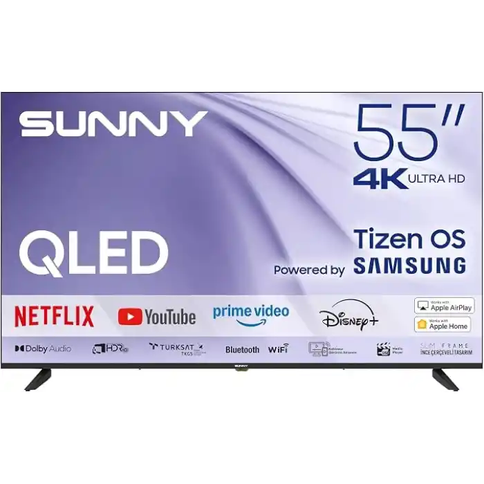 Sunny 55 SN55QUPRL-T08I Milano 139 Ekran 4K Ultra HD Smart QLED TV - Samsung Tizen OS 8.0 Siyah