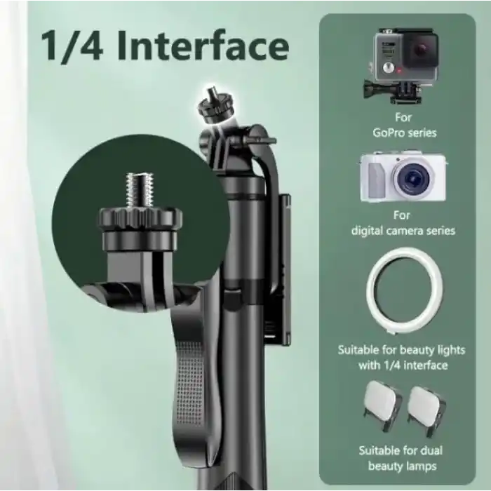 Coverzone Profesyonel Tripod Ve Selfie Çubuğu L16 Bluetooth Uzaktan Kumandalı 153 cm Cep Telefonu Yüksekliği Ayarlanabilir Masaüstü Portatif Taşınabilir İç Dış Mekan Evde Tatilde Kampda Kullanım Uygun